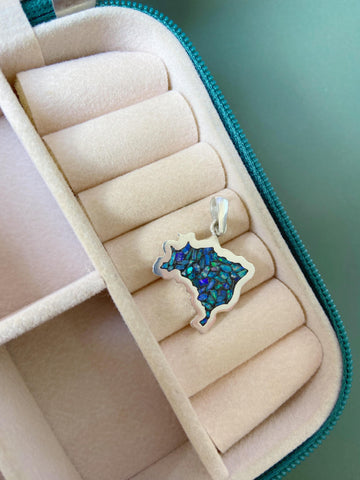 Pingente Mapa do Brasil Chapado em Opala