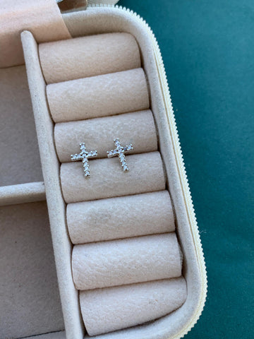Brinco Cruz Pequeno Zirconea 1,25mm