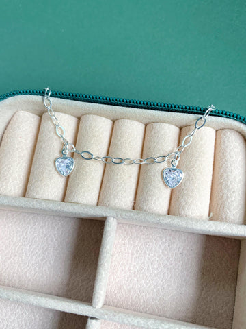 Pulseira com Coração Transparente 2,7g