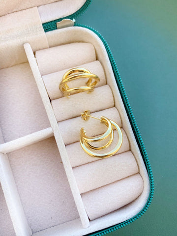 Brinco Três Fios Folheado