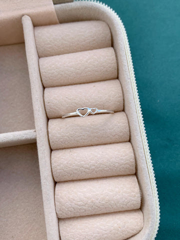 Anel Coração Duplo Vazado