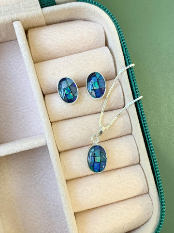 Conjunto Oval Em Opala