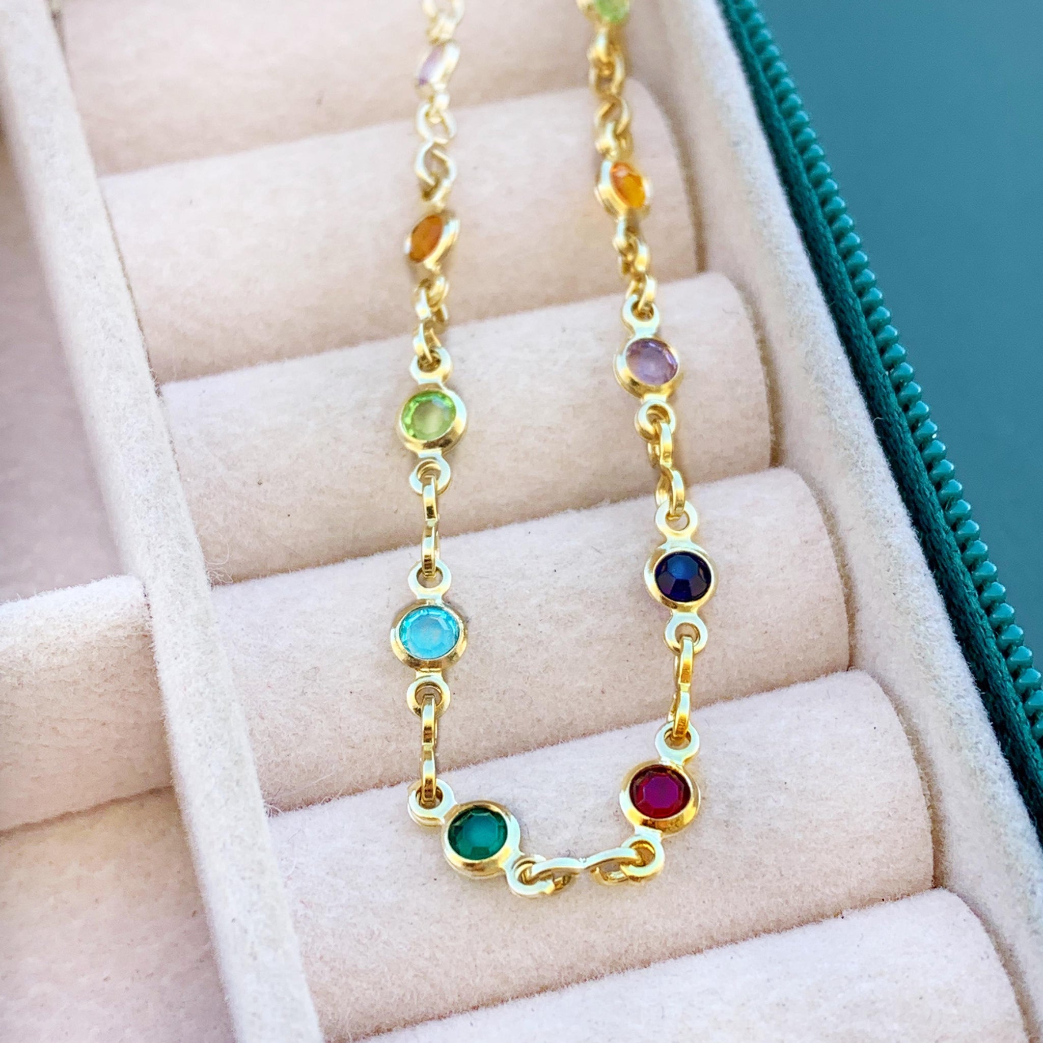 Pulseira Redondo Colorido Folheada