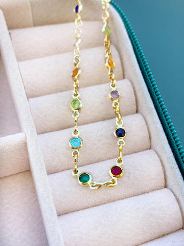 Pulseira Redondo Colorido Folheada