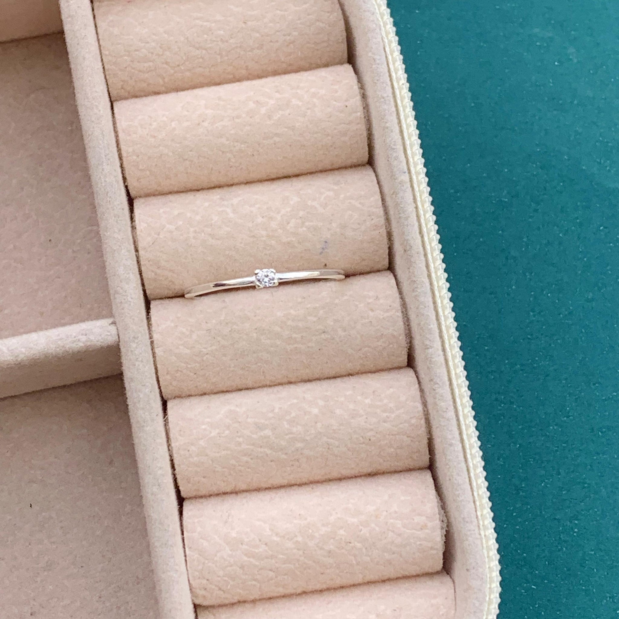 Anel Solitário Alfinete Aro Achatado