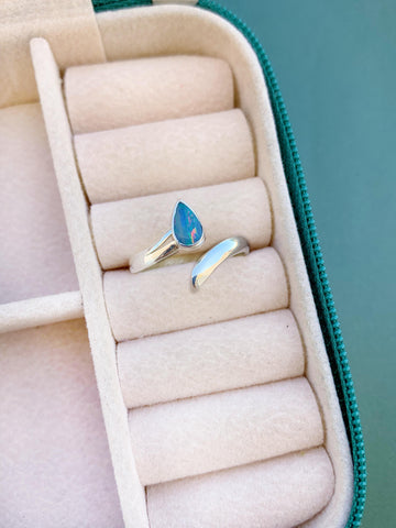 Anel Gota Ajustável em Opala Double