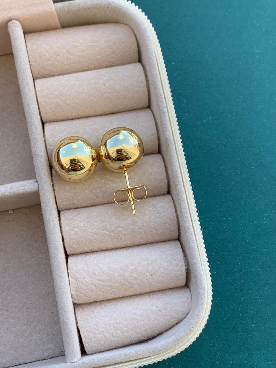 Brinco Bola lisa 12mm Folheado