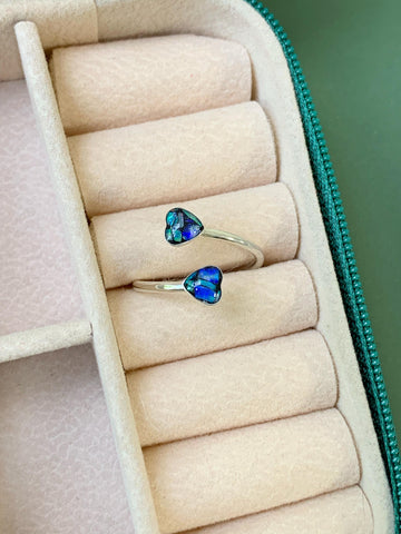 Anel Ajustável 2 Corações Aro Fino