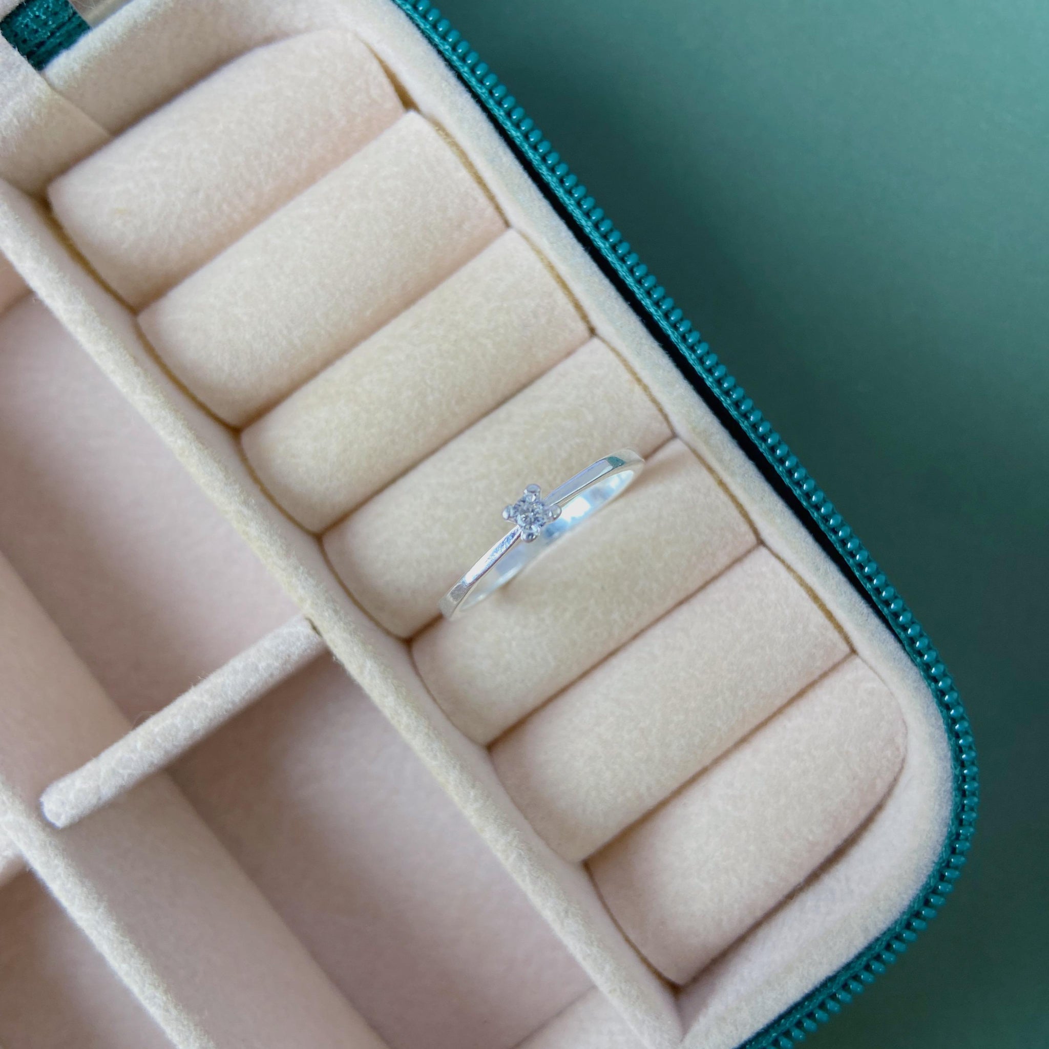 Anel Solitário Borda Quadrada