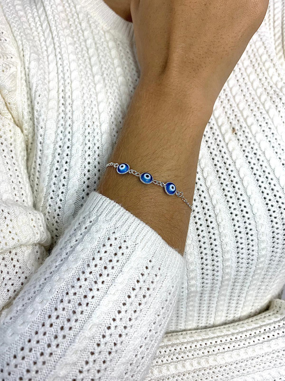Pulseira 3 Olhos Grego Azuis