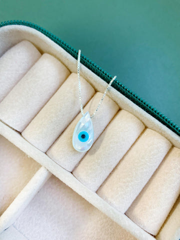 Gargantilha Olho Grego Gota 40cm + Extensor