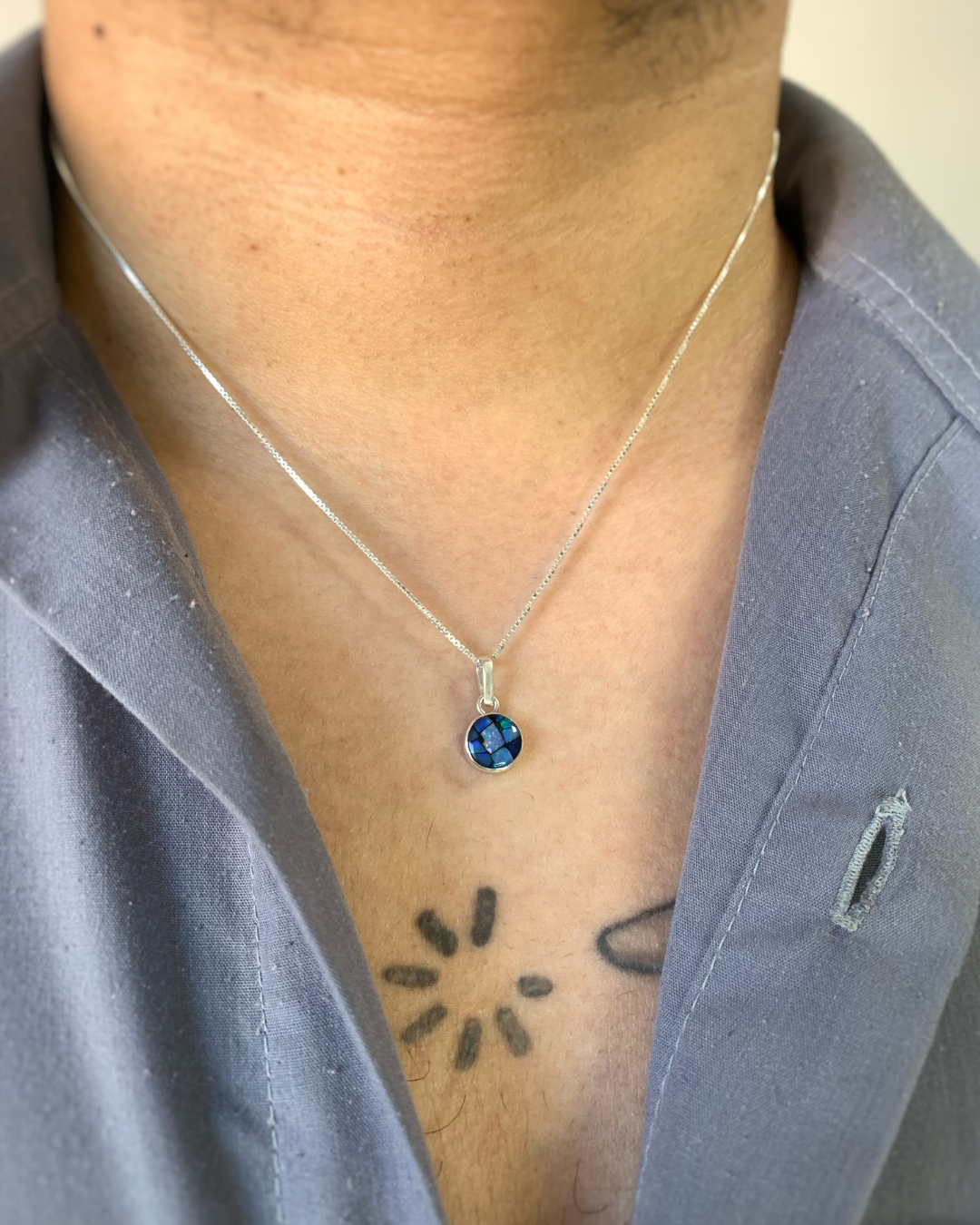 Colar Pingente Redondo em Opala