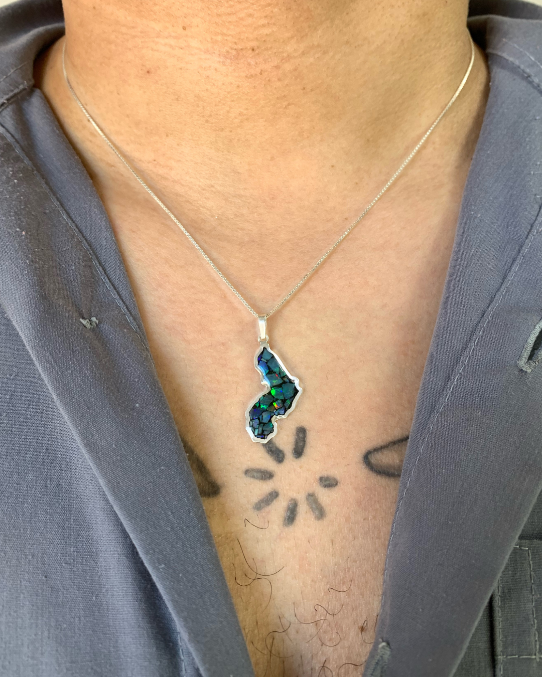 Colar Pingente Mapa do Piaui G em Opala