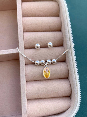 Conjunto Bolinha e Pingente Oval