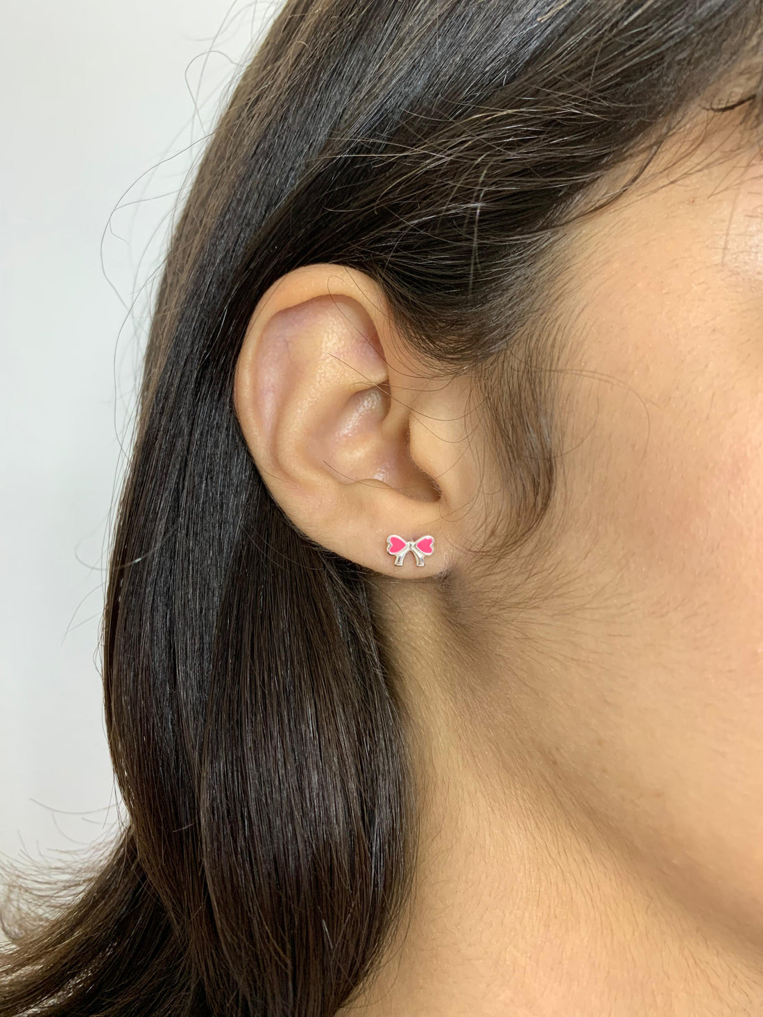 Brinco Laço Rosa Tarraxa Baby