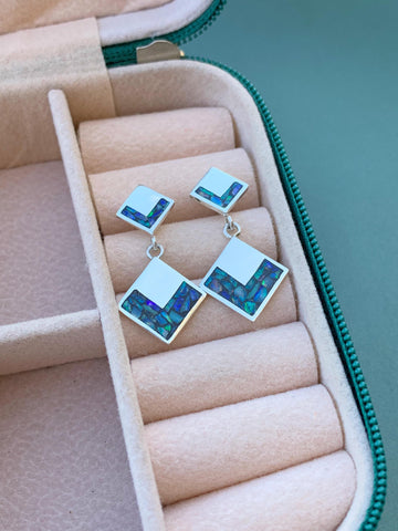 Brinco Diamante Pendurado Opala