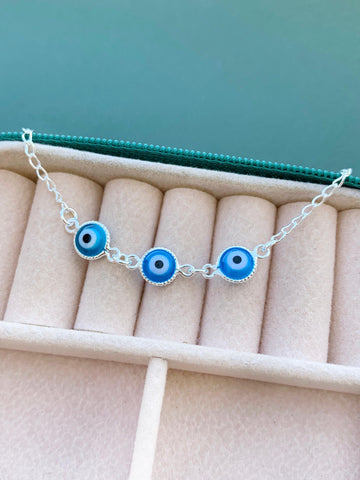 Pulseira 3 Olhos Grego Azuis