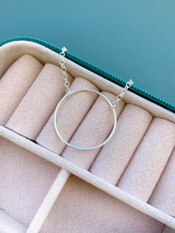 Chocker Circulo Fio Prata 40cm + Extensor